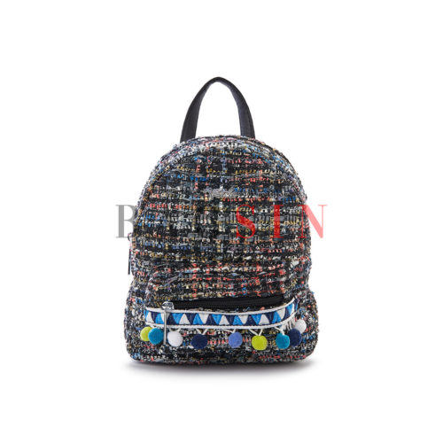 Σακίδιο Πλάτης – Τσάντα Χιαστί Με Pom Pom Verde Mini Backpack 16-5222 Μαύρο