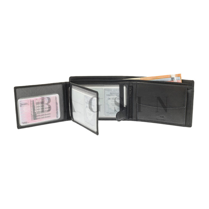 Δερμάτινο Πορτοφόλι Μεγάλο Με Κρυφό Φερμουάρ Χρημάτων Luxus 1041-53 RFID Μαύρο