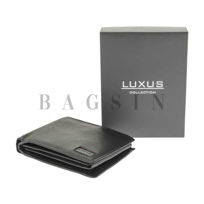 Δερμάτινο Πορτοφόλι Μεγάλο Με Κρυφό Φερμουάρ Χρημάτων Luxus 1041-53 RFID Μαύρο