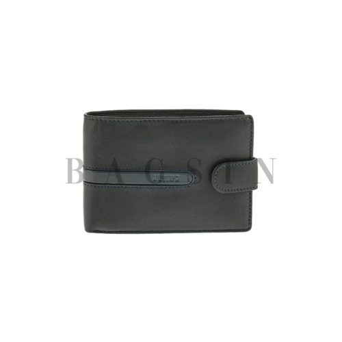 Δερμάτινο Πορτοφόλι Μεγάλο Με Κρυφή Θήκη Χρημάτων Luxus 27-52 RFID Μαύρο-Μπλε