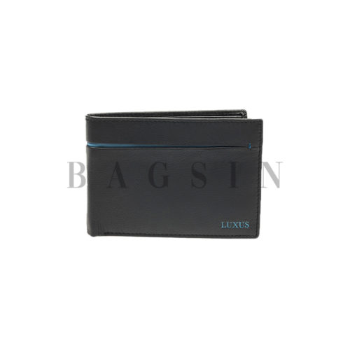 Δερμάτινο Πορτοφόλι Μεγάλο Luxus 8334 RFID Μαύρο-Γαλάζιο