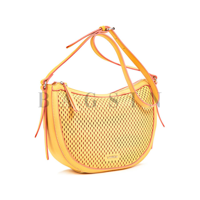 Τσάντα Ώμου-Χιαστί Με Διάτρητο Σχέδιο Verde 16-5971 Κίτρινη