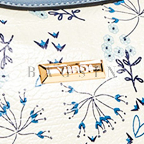 Τσάντα Ώμου-Χιαστί Με Floral Τύπωμα Verde 16-5916 Λευκή-Μπλε