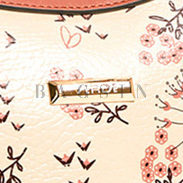 Τσάντα Ώμου-Χιαστί Με Floral Τύπωμα Verde 16-5933 Μπεζ-Ταμπά
