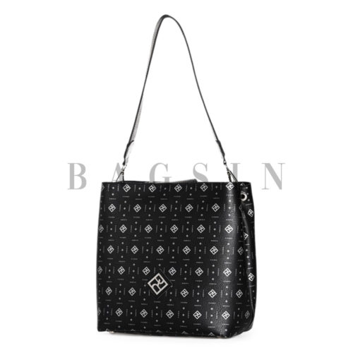Τσάντα Ώμου Shopper Τριθέσια Με Λογότυπο Pierro 90788PM Μαύρη